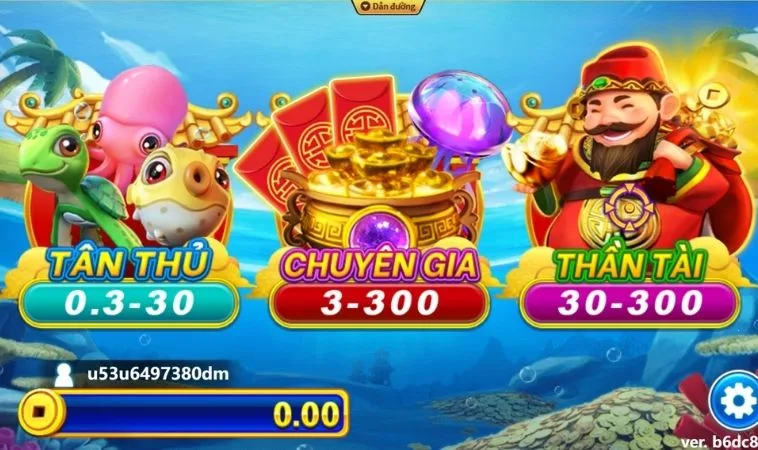 Các phòng chơi trong game Bắn Cá Thần Tài Tại KuWin