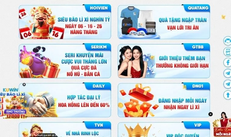 Các chương trình Khuyến mãi KuWin hấp dẫn