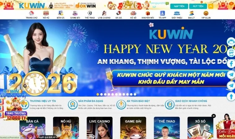 Giao diện trang chủ nhà cái Kuwin