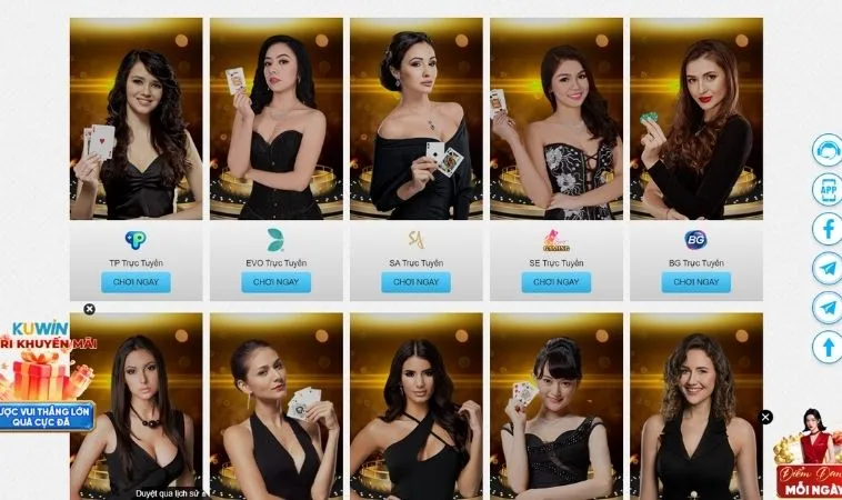 Sảnh Casino Online tại Kuwin sở hữu dàn dealer xinh đẹp